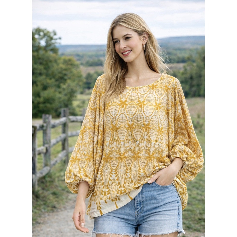 Anthropologie Anthro Deletta Amber Room Dolman Sleeve Top Boho Blouse Size S